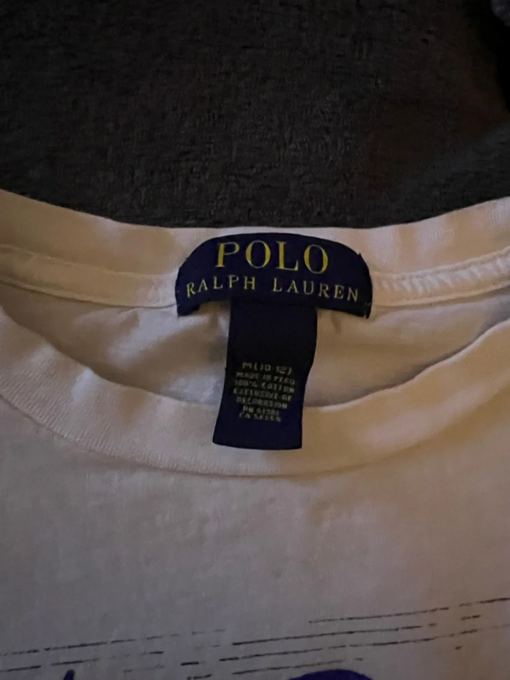 Polo by Ralph Lauren White Tee with Blue and Red Beach Graphic - Picture 2 of 3